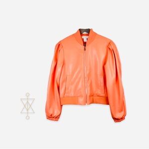 NWOT House of Harlow 1960 Coral Soft Vegan Bomber Jacket Size S